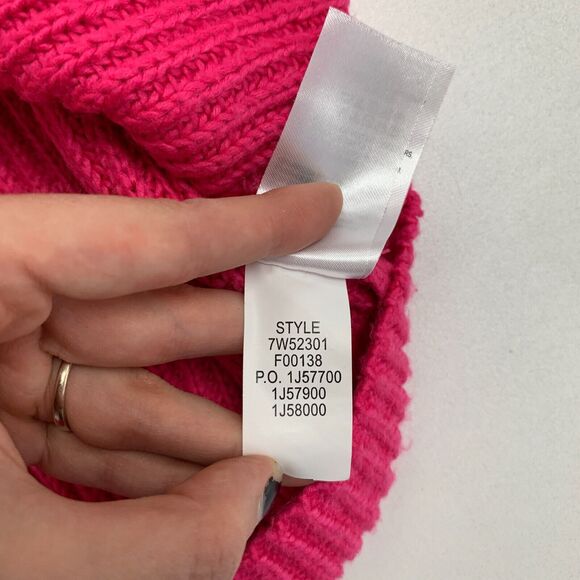 Lucky Brand Knit V Neck Tunic Sweater Women XS Extra Small Hot Pink Cotton Blend - Picture 10 of 12